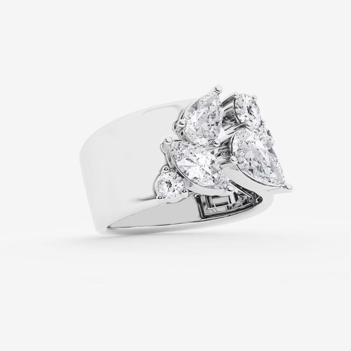 Multi Shape Lab Grown Diamond Open Cigar Band Ring in Solid Gold