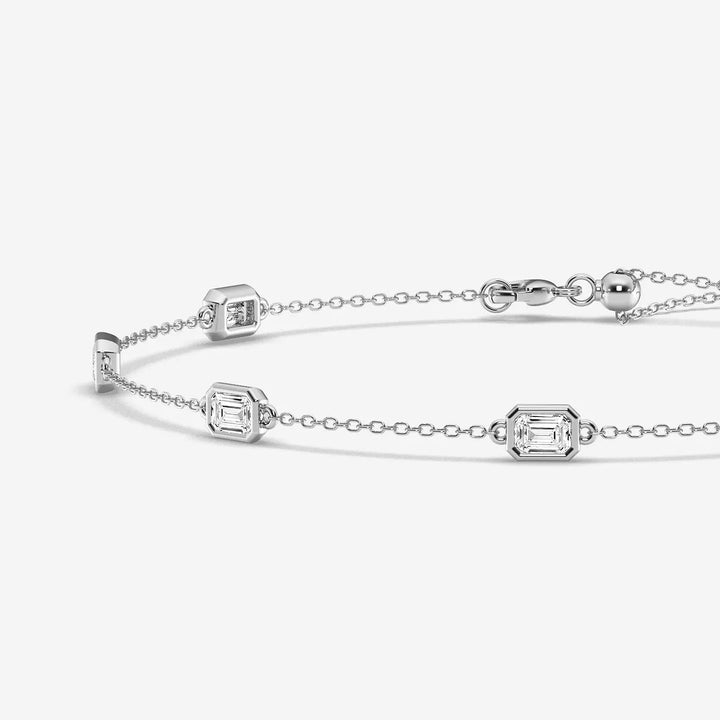 Elegancia Emerald Cut Lab Grown Diamond Bezel Anklet