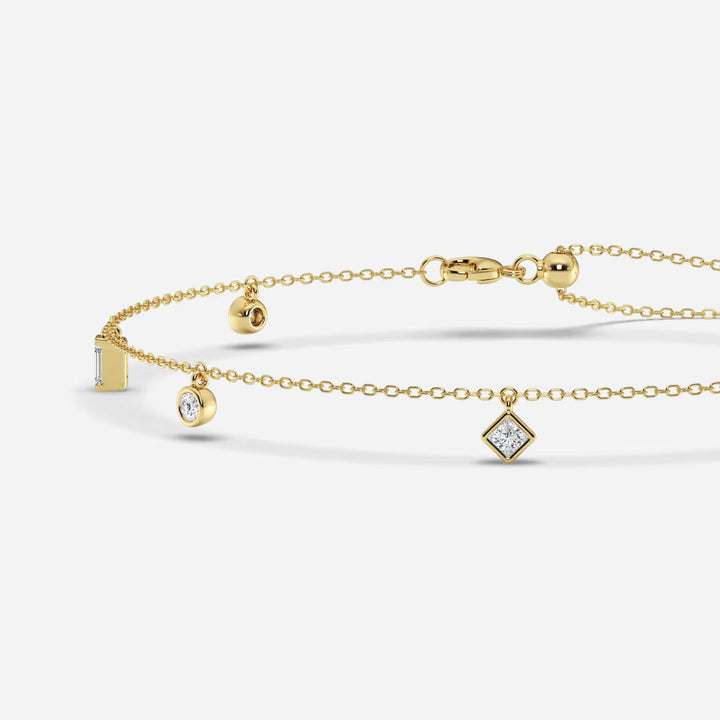 Celestia Multi-Shape Lab Grown Diamond Dangle Charm Anklet