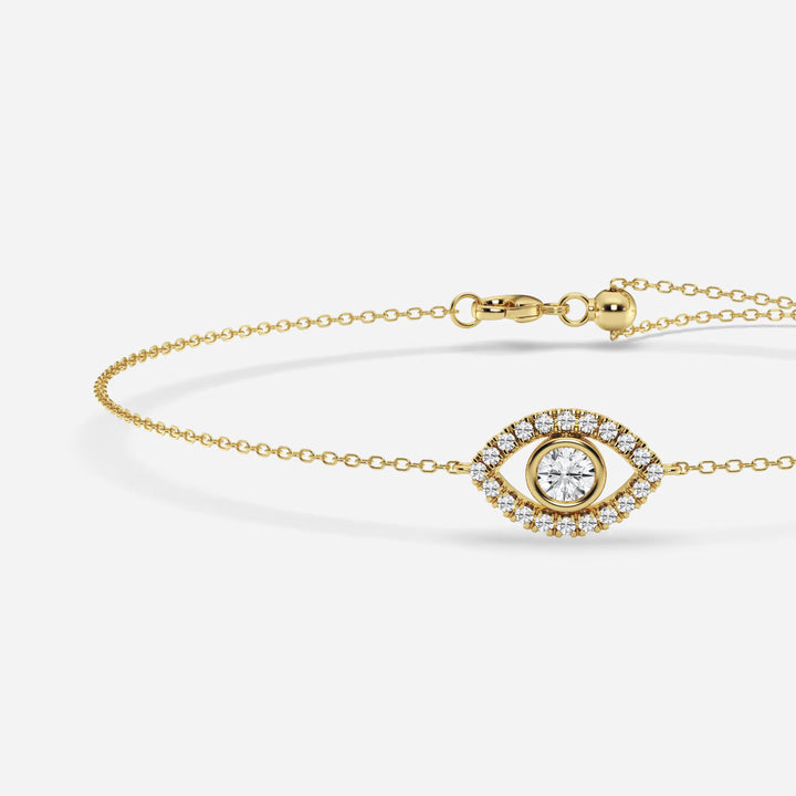 Guardian Glow Round Lab Grown Diamond Evil Eye Anklet
