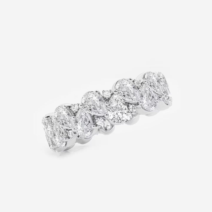 Alternating Pear & Round Lab Grown Diamond Eternity Band Ring in Solid Gold