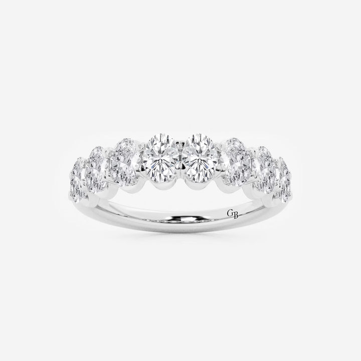 Chic Oval Lab Grown Diamond Vertical Set Anniversary Band in Solid Gold