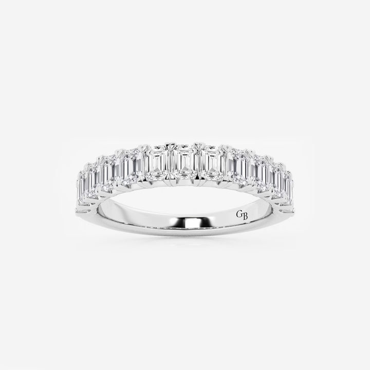 Timeless Emerald Cut Lab Grown Diamond Wedding Band in Solid Gold