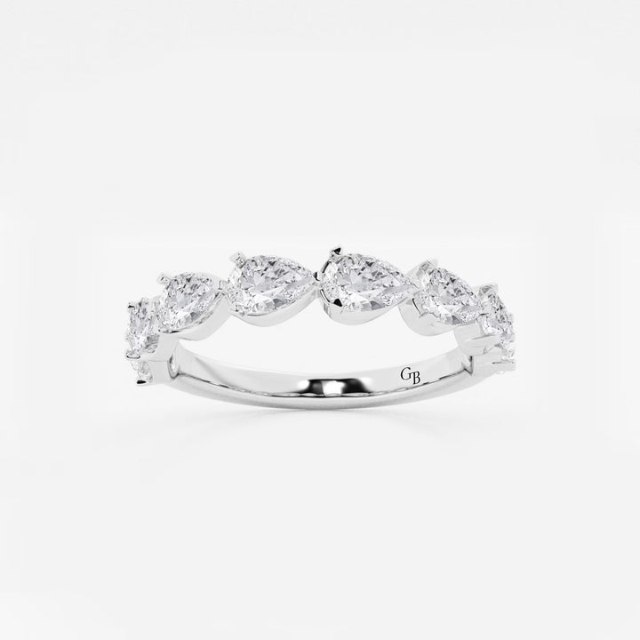 Pear Shape Lab Grown Diamond East West Floating Anniversary Band