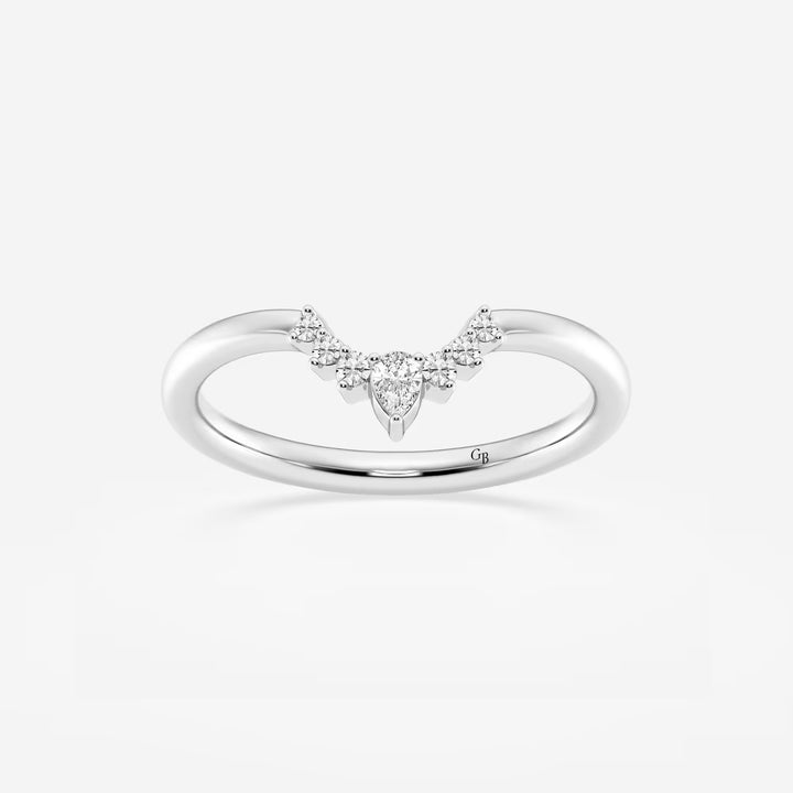 Pear & Round Lab Grown Diamond Crescent Tiara Stackable Ring in Solid Gold