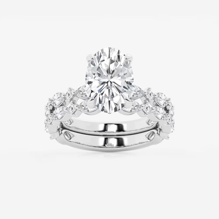Round Lab Grown Diamond Bridal Set with Marquise Accents