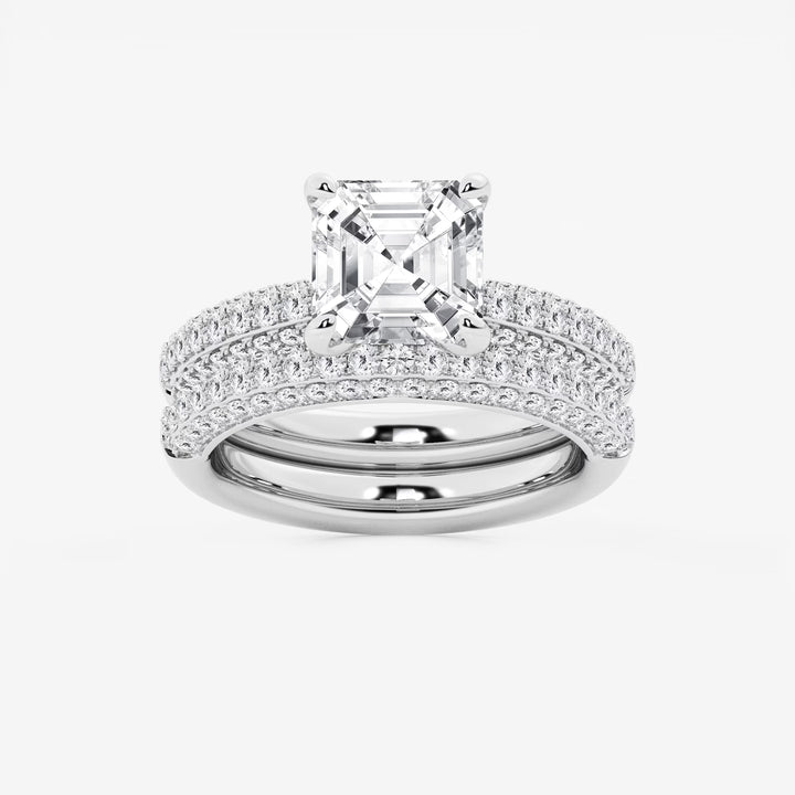 Asscher Lab Grown Diamond Micro Pavé Bridal Set