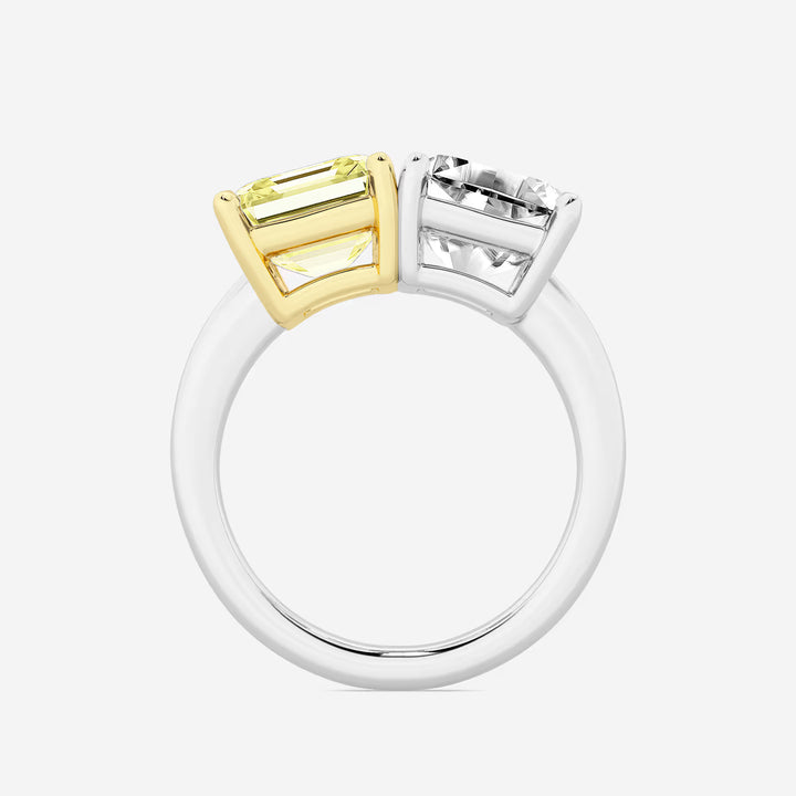 Fancy Blue Asscher Lab Grown Diamond Side-by-Side Two Stone Engagement Ring