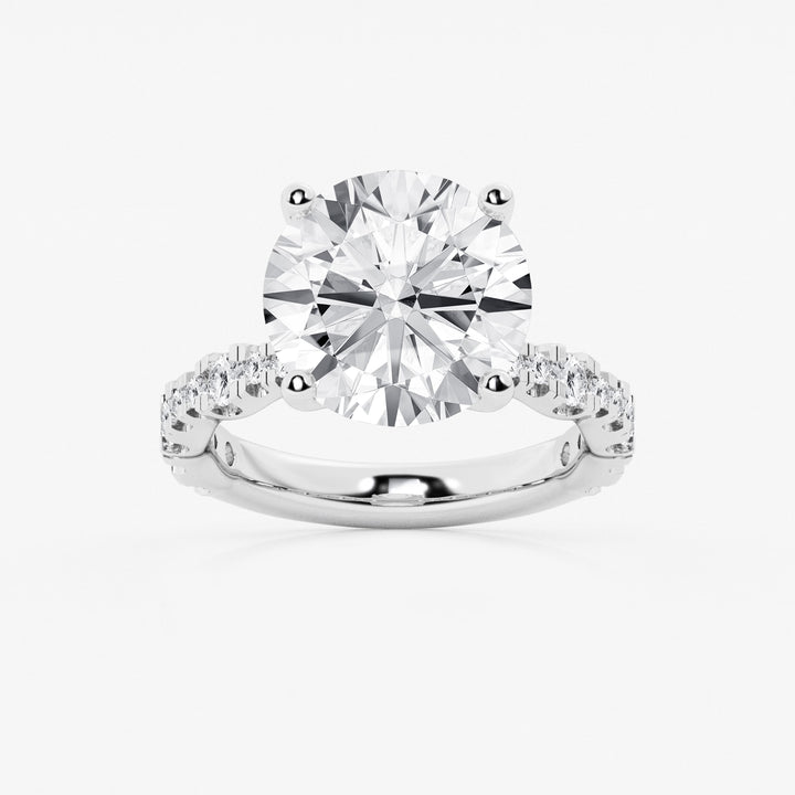Round Lab Grown Diamond Station Engagement Ring