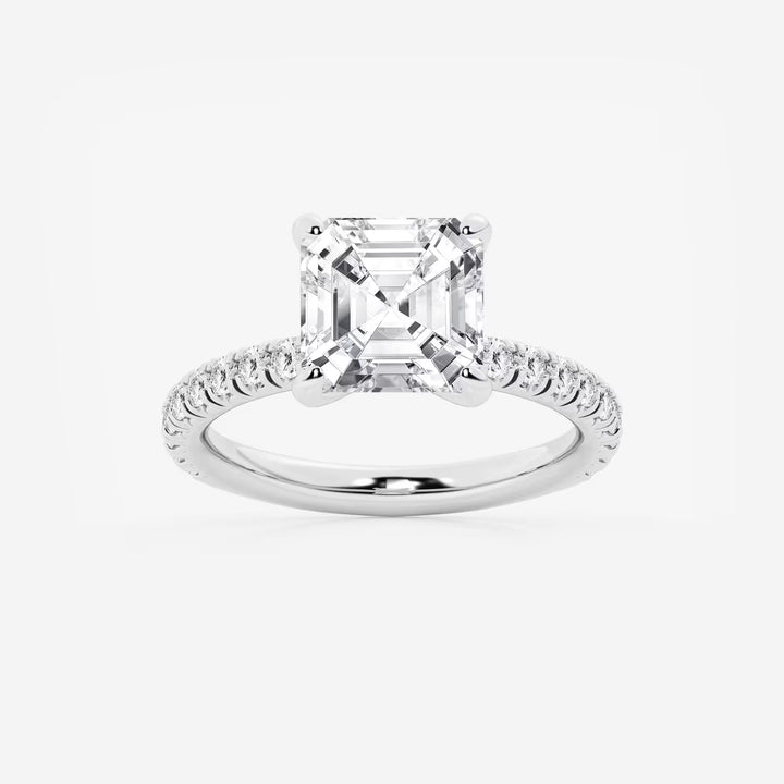 Asscher Lab Grown Diamond Side Stone Engagement Ring