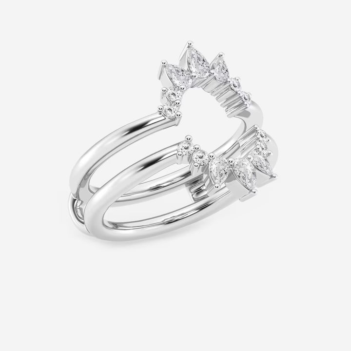 Pear & Round Lab Grown Diamond Ring Enhancer Guard in Solid Gold